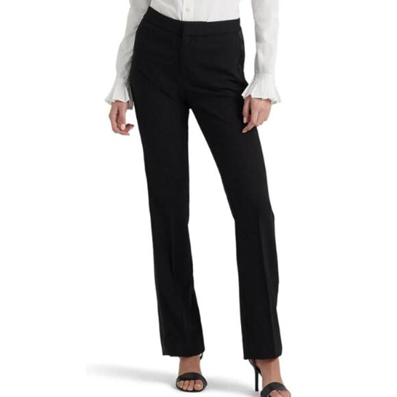 Lauren Ralph Lauren Women's Black Side-Stripe Wool Crepe Pants Size 12 - Picture 1 of 8